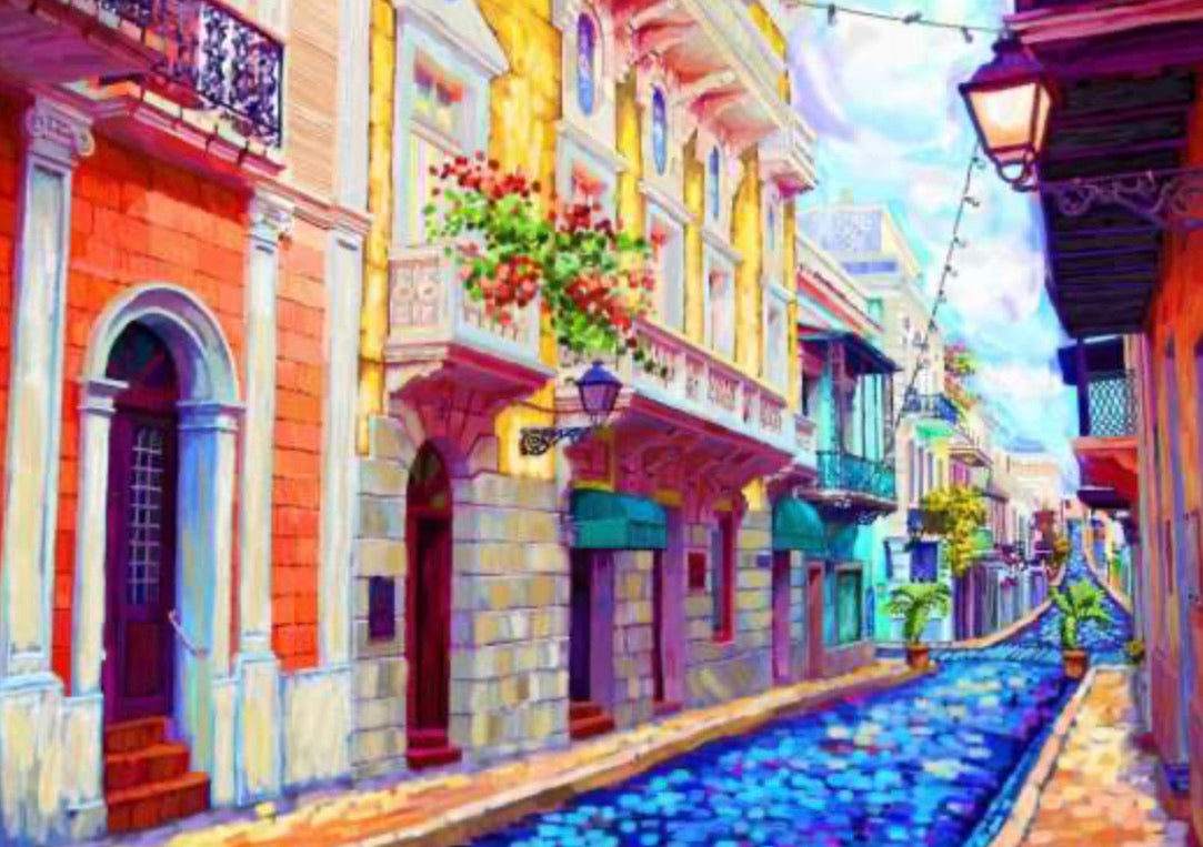 Calle Cristo Norte, Old San Juan Puerto Rico Art Print from Original Artwork