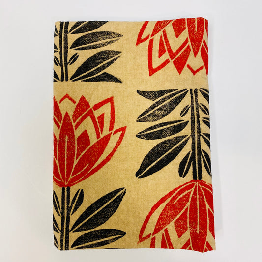 Red Tulip Flower Hand Printed Dinner Napkin Towel 20" x 20"