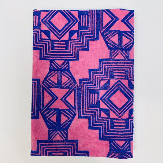 Purple and Blue Diamond Hand Printed Dinner Napkin Towel 20" x 20"
