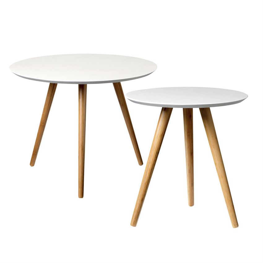 Small White Side Table with Wood Legs