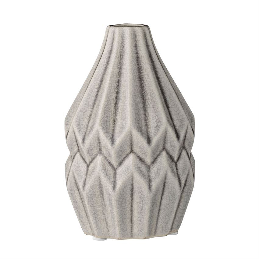 Grey Fluted Ceramic Vase