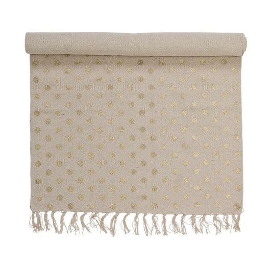 Beige and Gold Polka Dots Cotton Rug