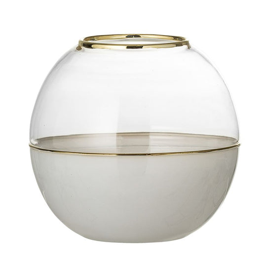 Round Glass Dome White Vase