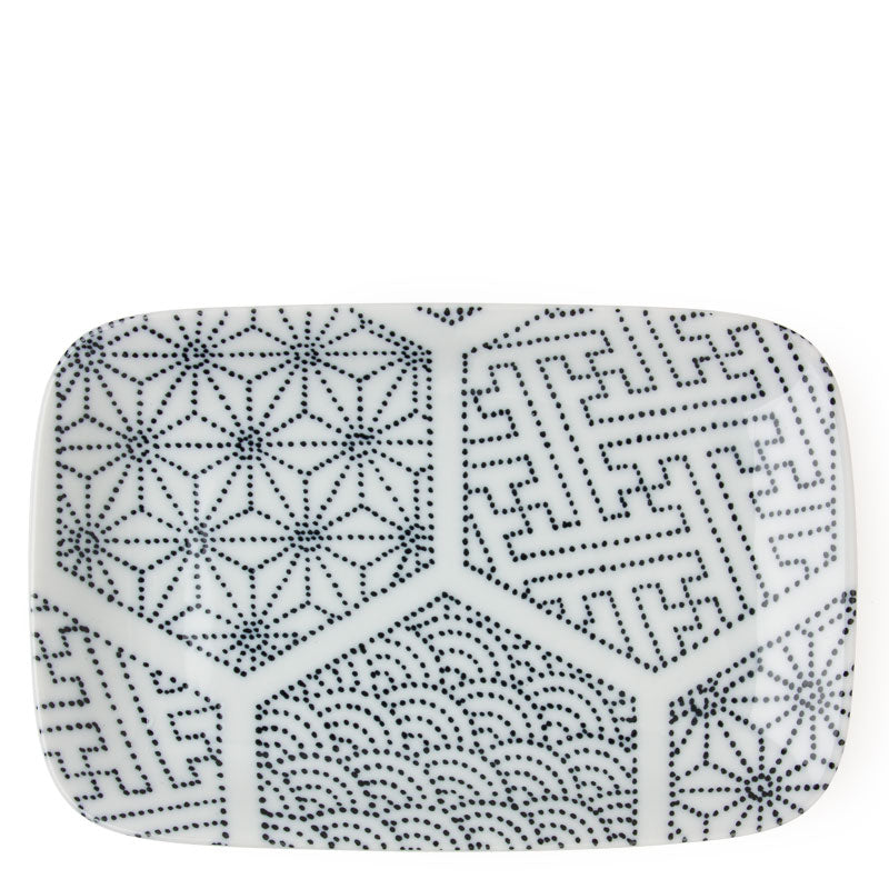 Rectangular Dish Black and White Tableware