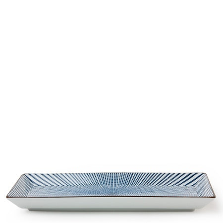 Blue and White Radial Rectangular Plate