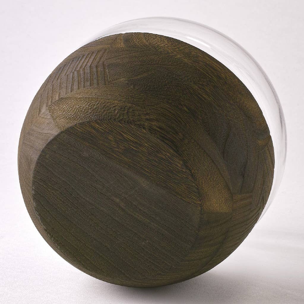Wood and Glass Modern Geometry Dome Vase