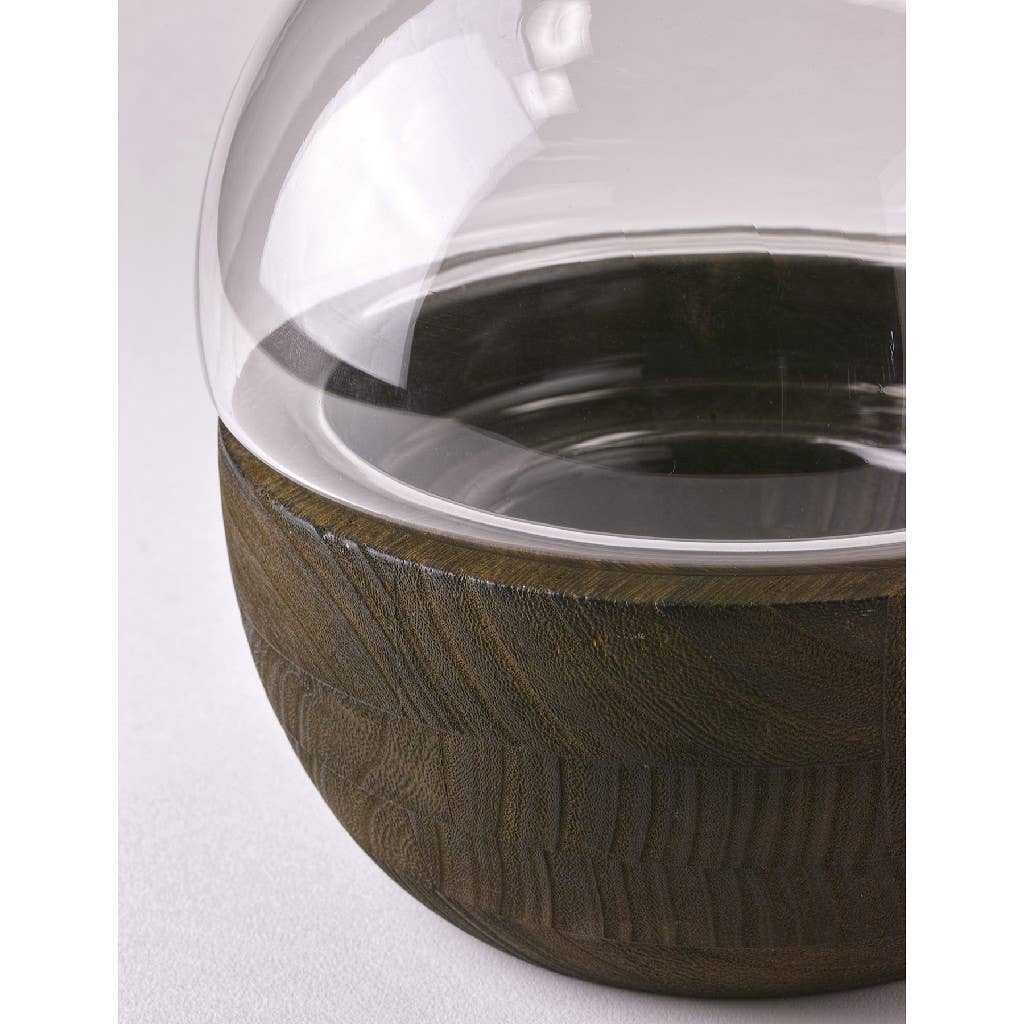 Wood and Glass Modern Geometry Dome Vase