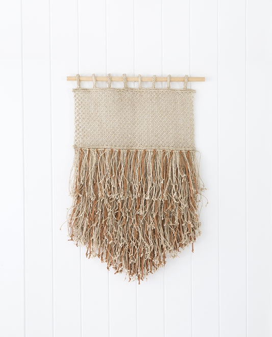 Jute and Leather Fringe Wall Hanging