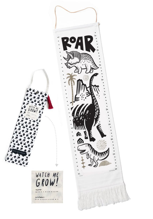 Dinosaur Hanging Growth Chart 44" × 13" with Keepsake Bag