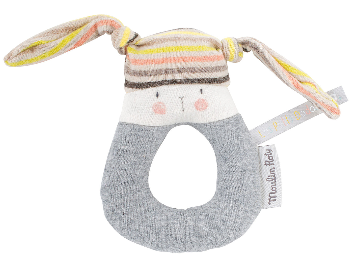 Striped Rabbit Ring Rattle