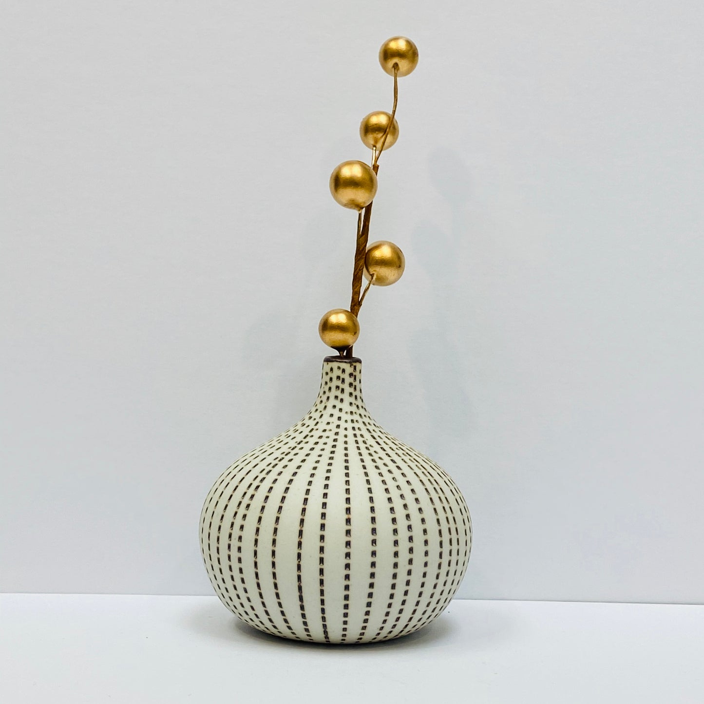 White and Brown Mini Textured Bottle Vase