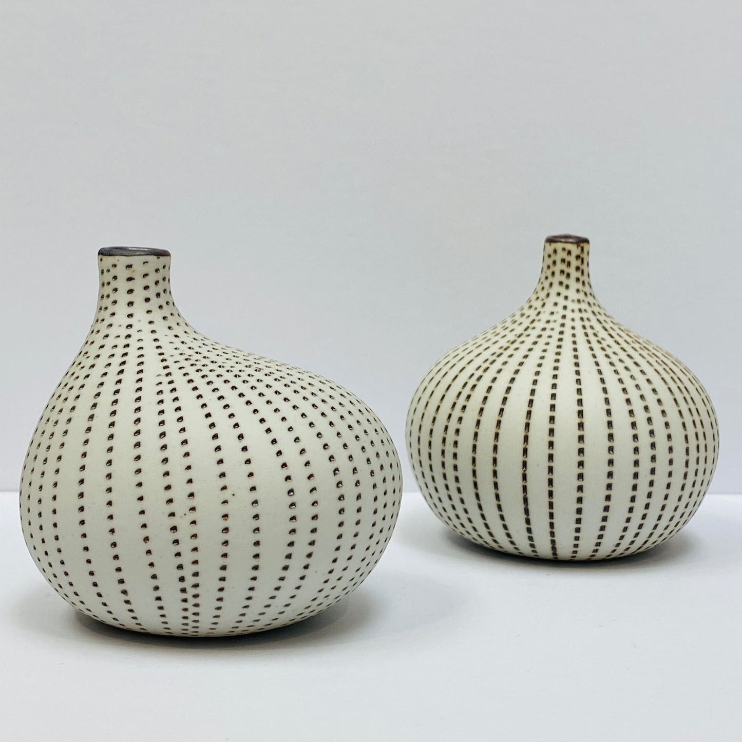 White and Brown Mini Textured Bottle Vase