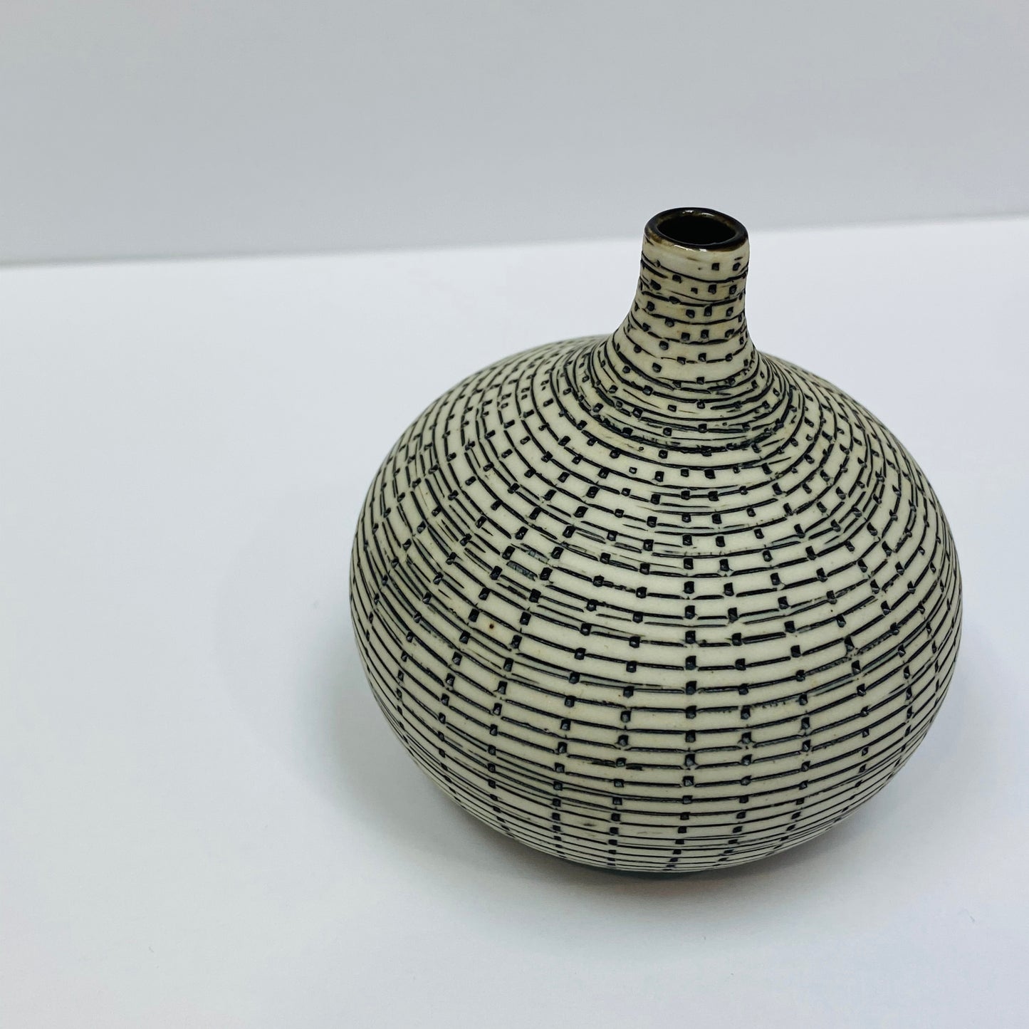 White and Black Mini Textured Bottle Vase