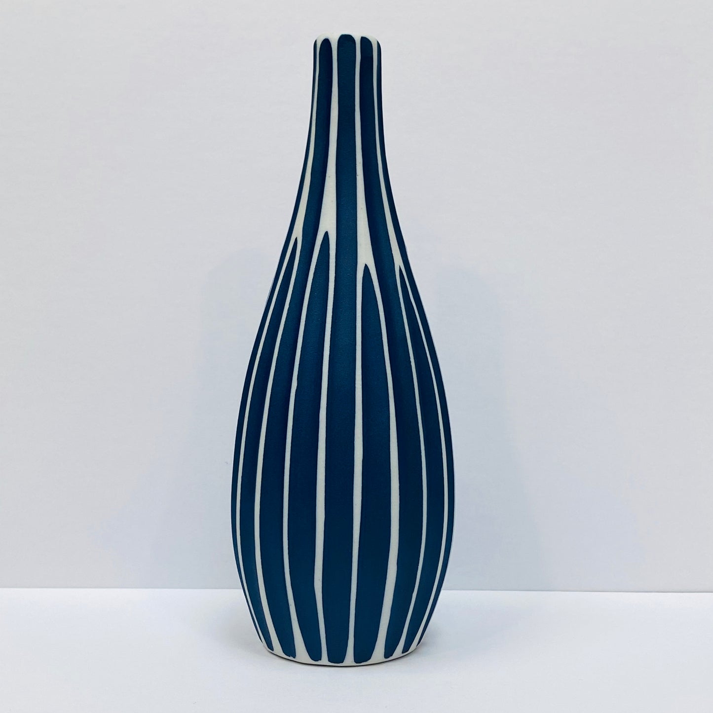 Small White and Blue Textured Bottle Vase