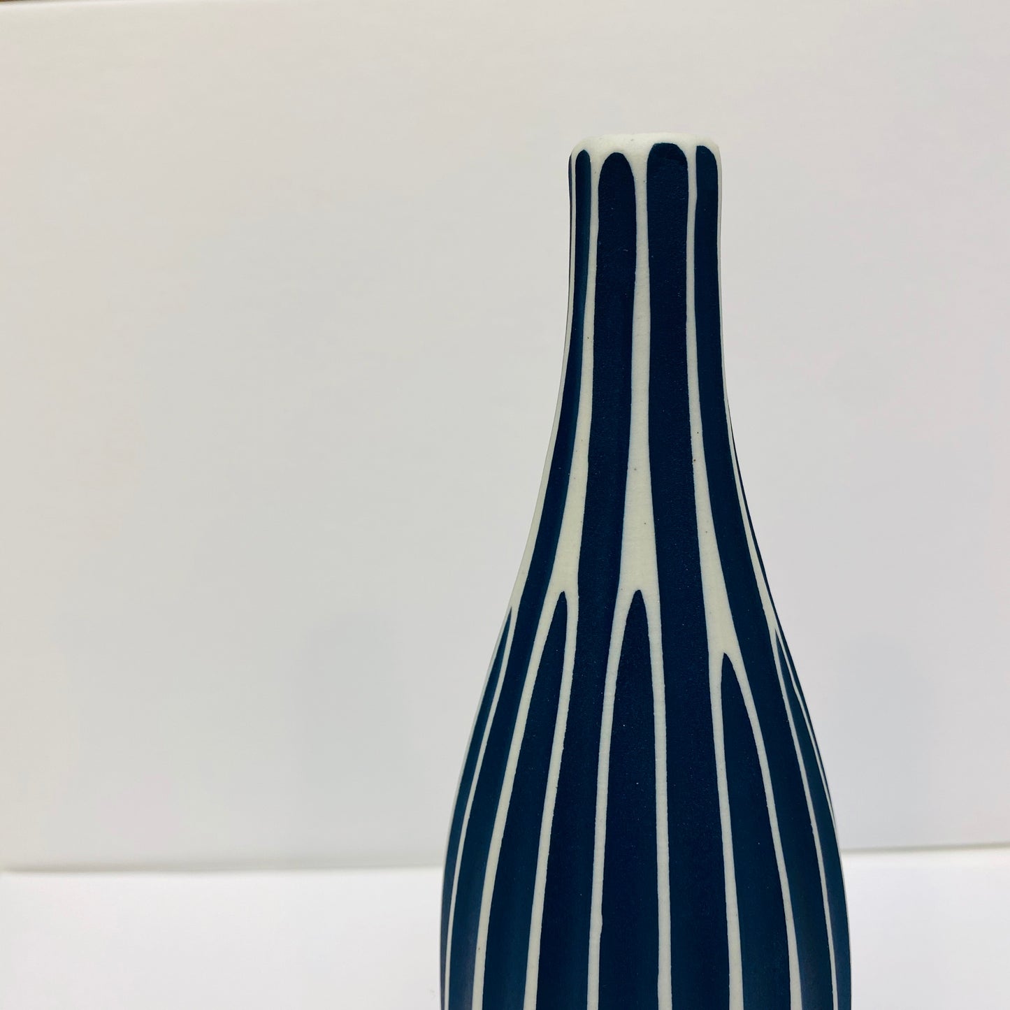 Small White and Blue Textured Bottle Vase
