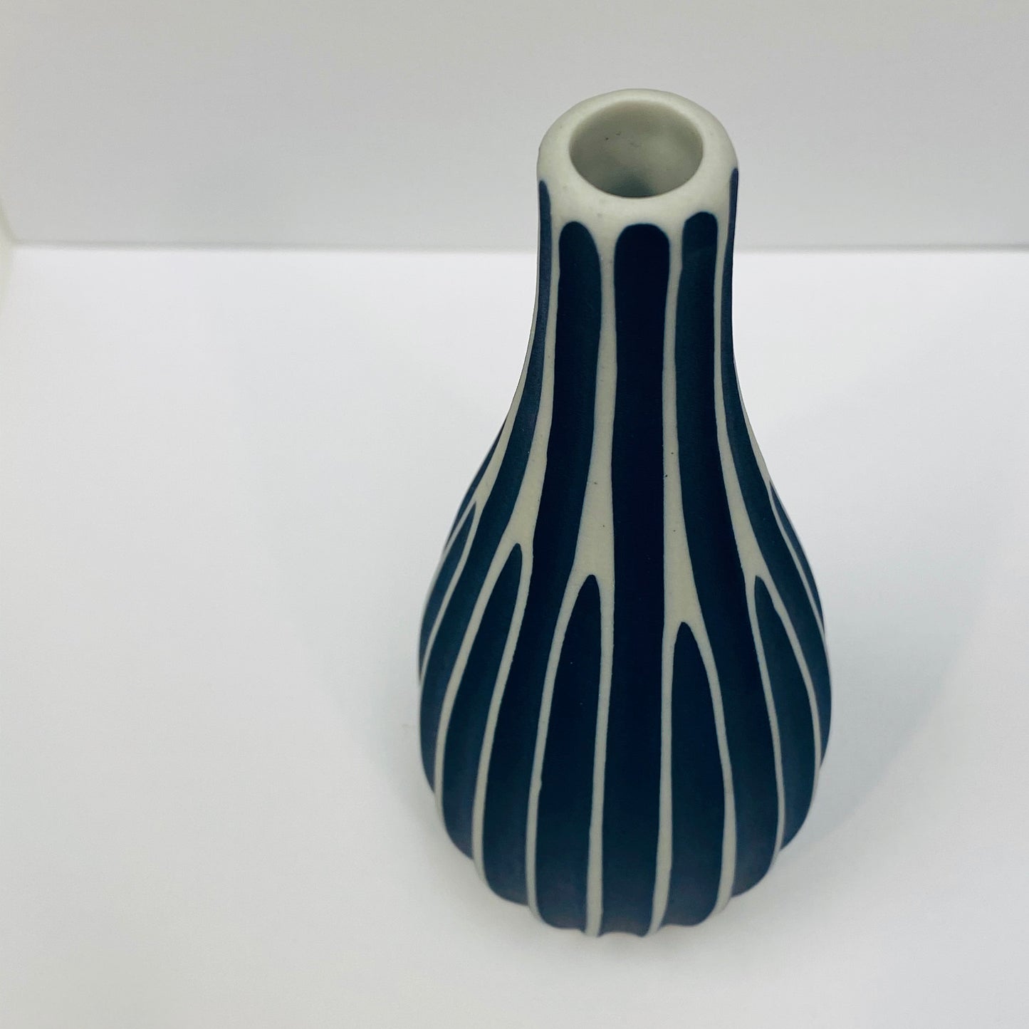Small White and Blue Textured Bottle Vase