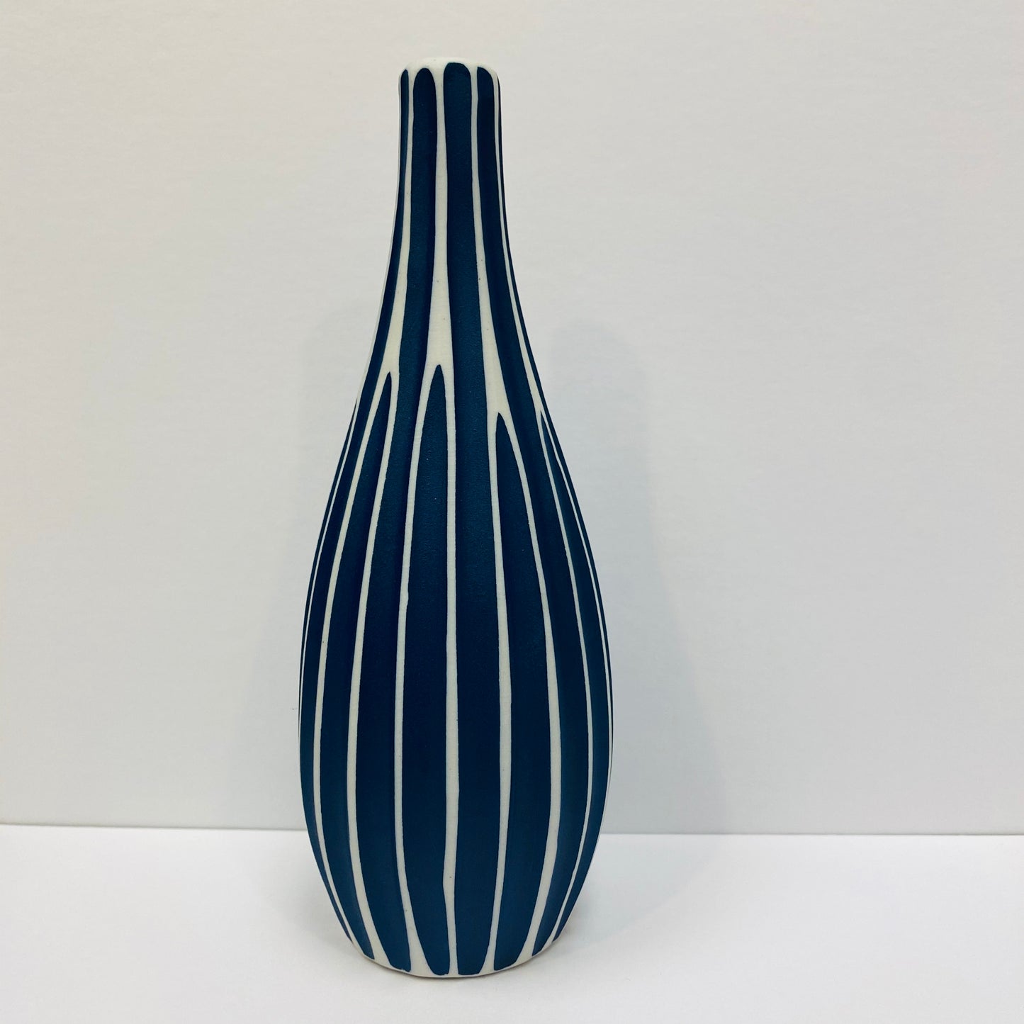 Small White and Blue Textured Bottle Vase