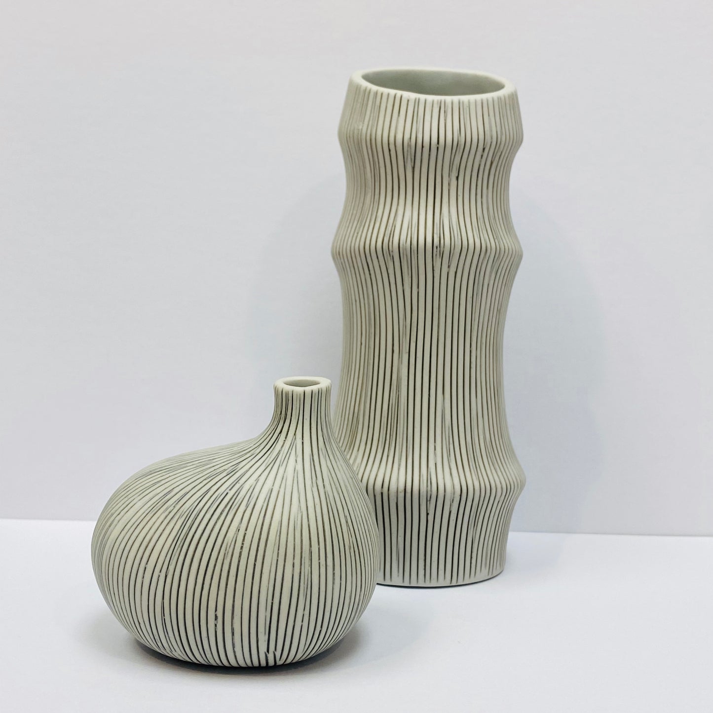 White and Black Bamboo Vase