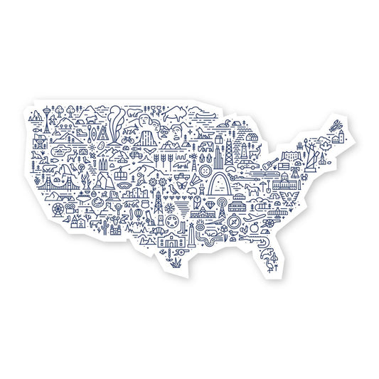 Map of the United States Sticker