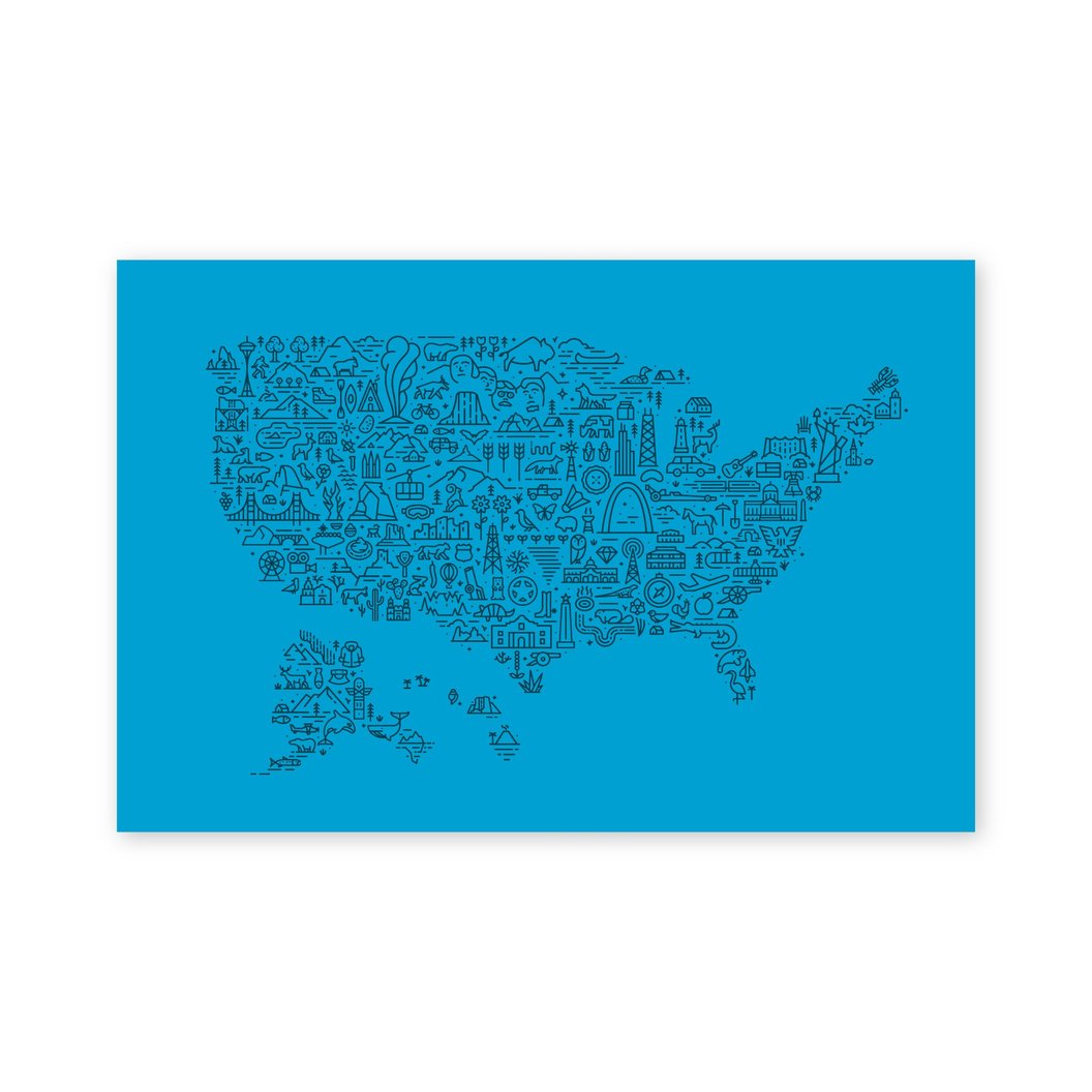 USA Map Postcard