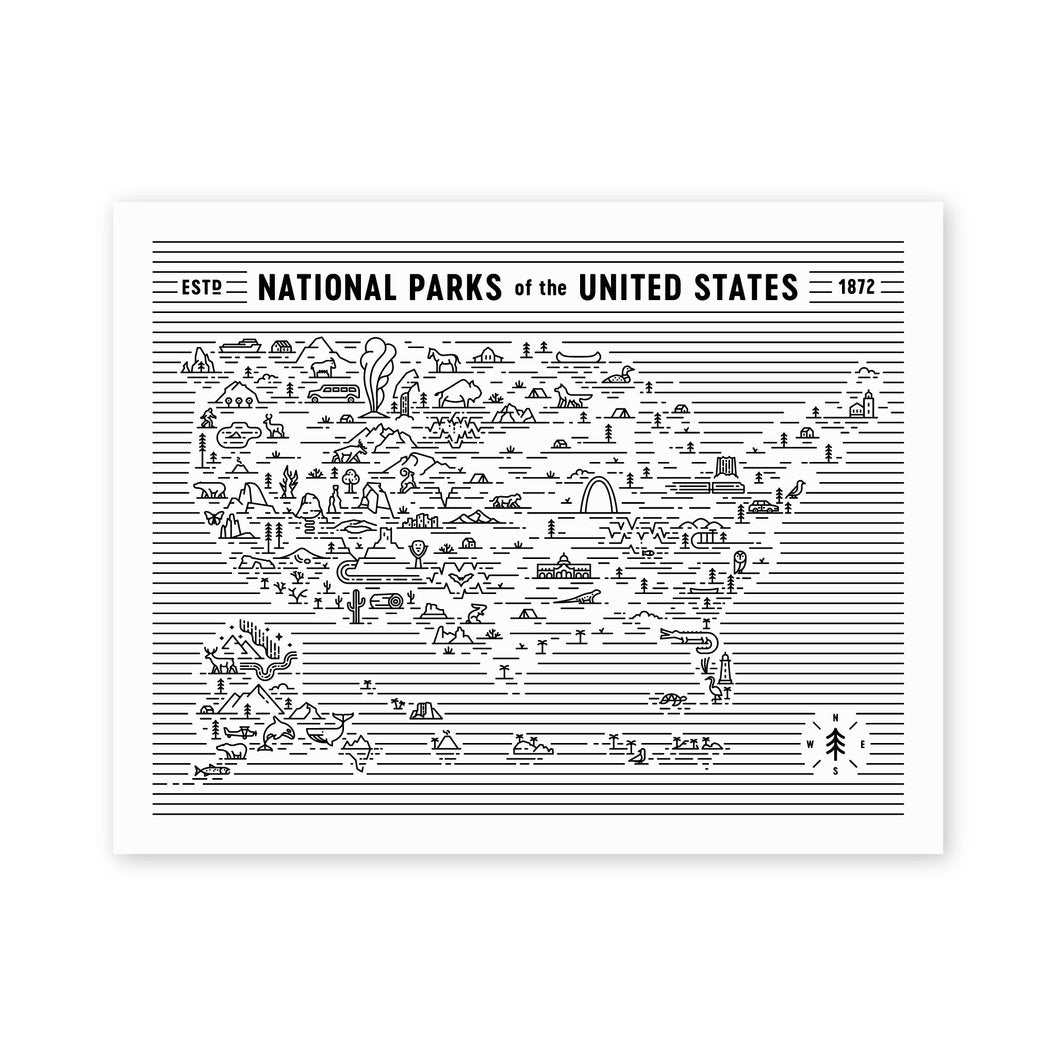 National Parks of the United States of America 11x14 Art Print
