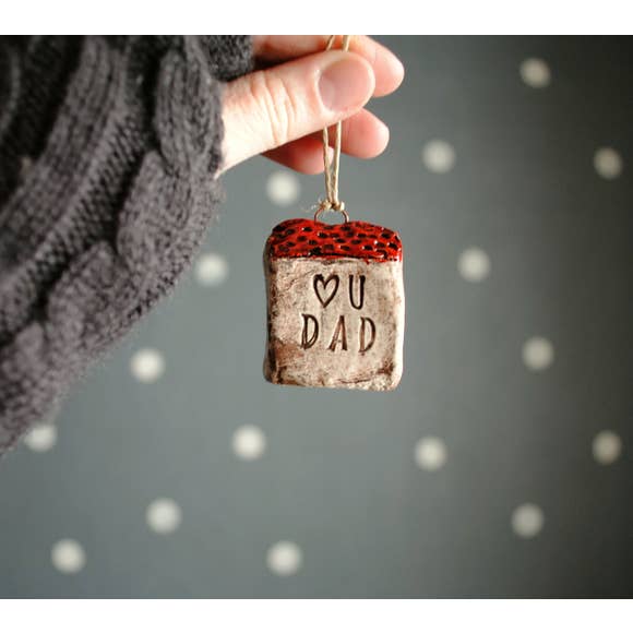I Love You Dad Red House Ornament