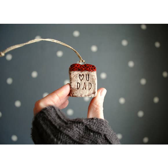 I Love You Dad Red House Ornament