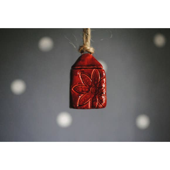 Red Patterned House Ornament