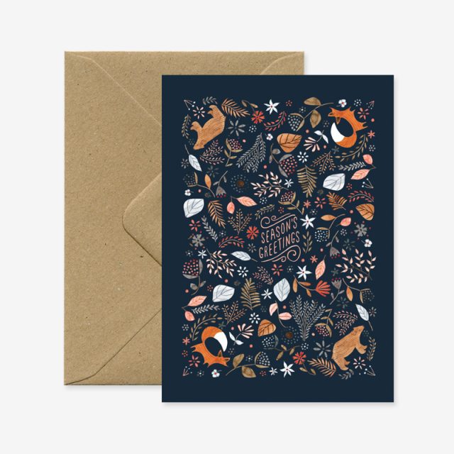 Fox and Bear Seasons Greetings Card