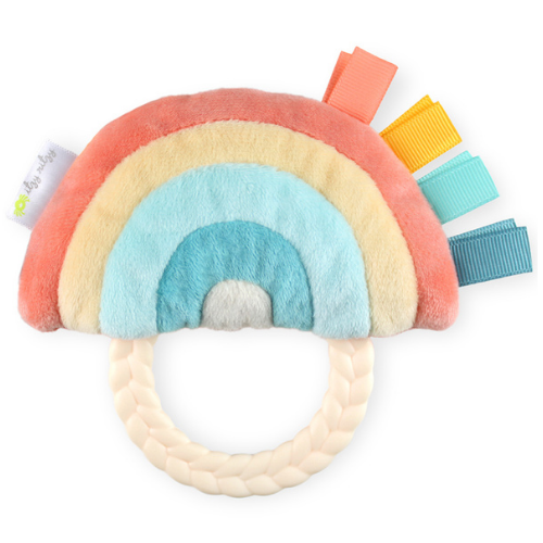 Rainbow Plush Rattle Teether Toy