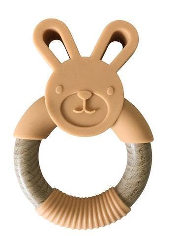 Apricot Bunny Silicone and Wood Teether