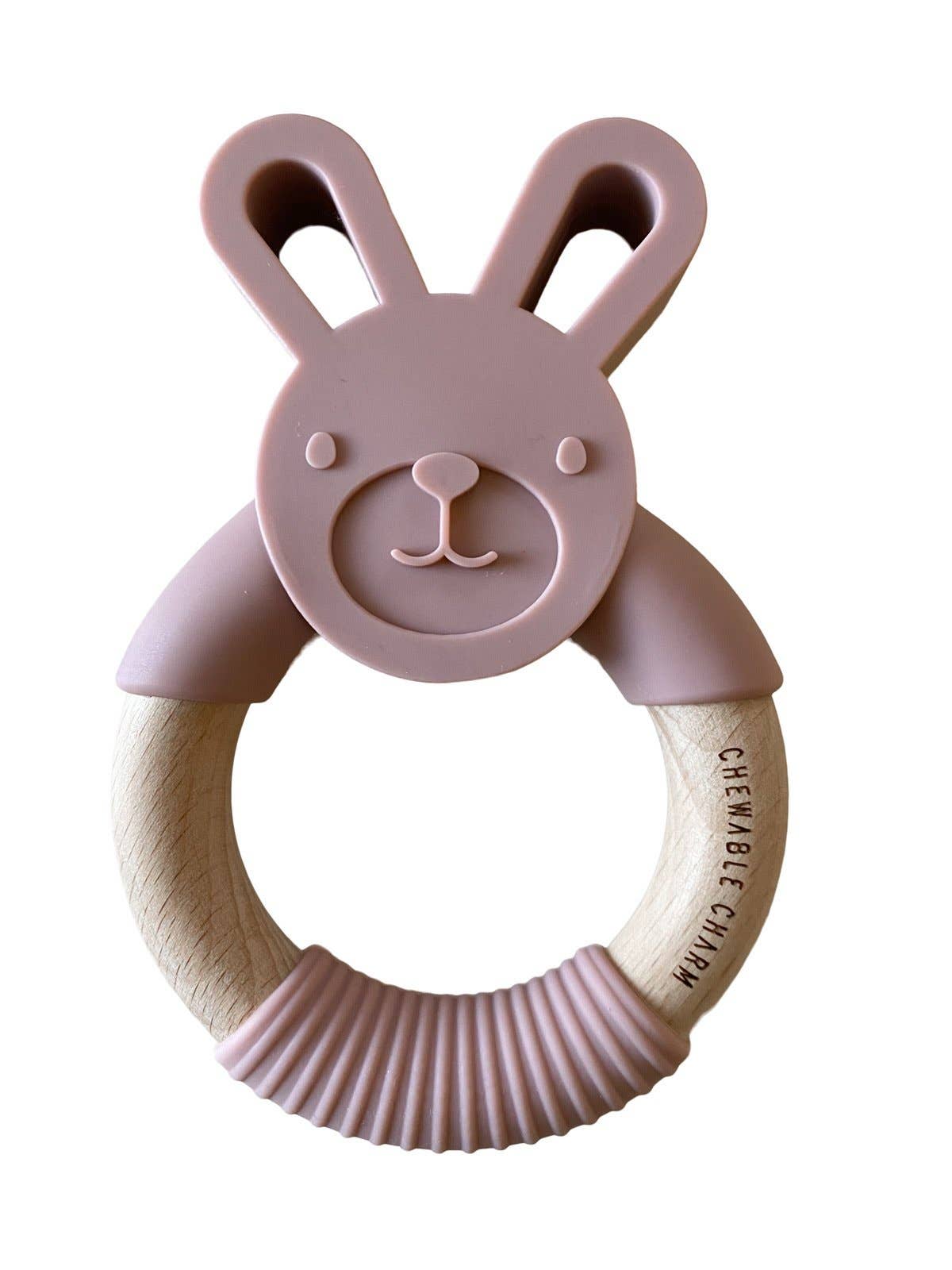 Pink Bunny Silicone and Wood Teether