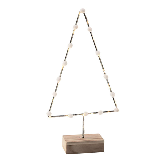 Metal Tree Silhouette with Wood Base and LED Lights