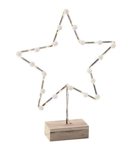 Metal Star Silhouette with Wood Base and LED Lights