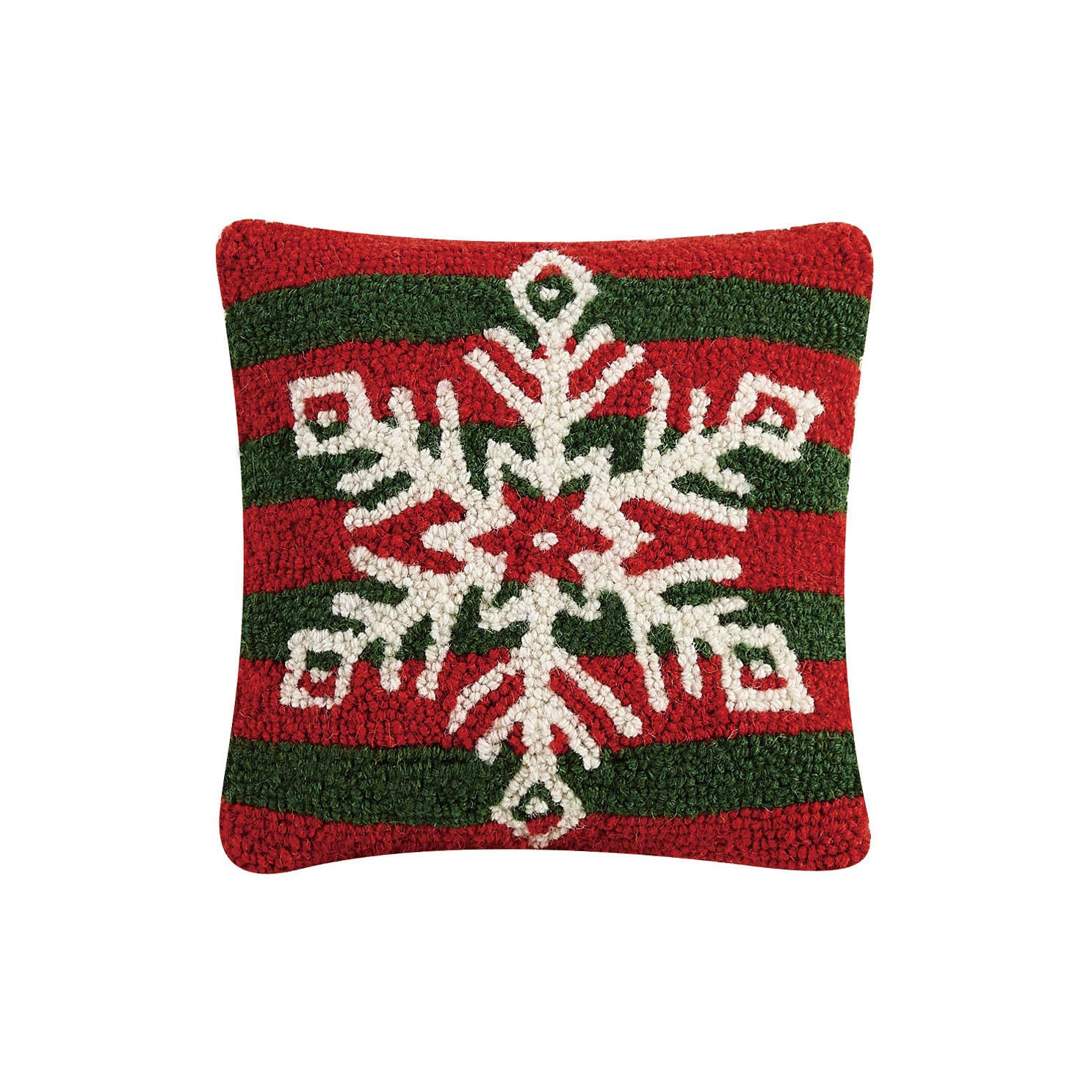 Snowflake with Red and Green Stripes Hook Pillow