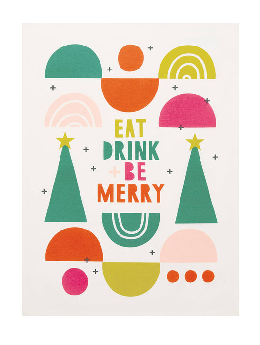 Eat Drink and Be Merry Kitchen Christmas Towel