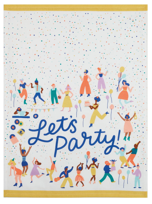 Let's Party Hand Screened Kitchen Tea Towel