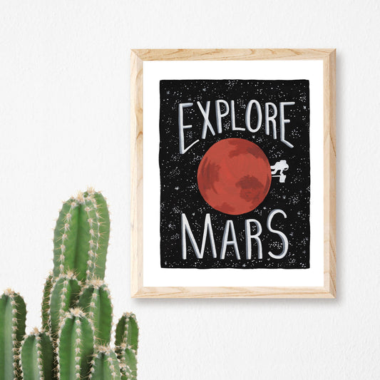 Explore Mars Astronaut Art Print