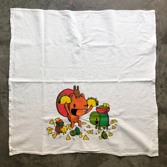 Taco Night with Friends Screen Printed Cotton Kitchen Tea Towel 30" x 30"