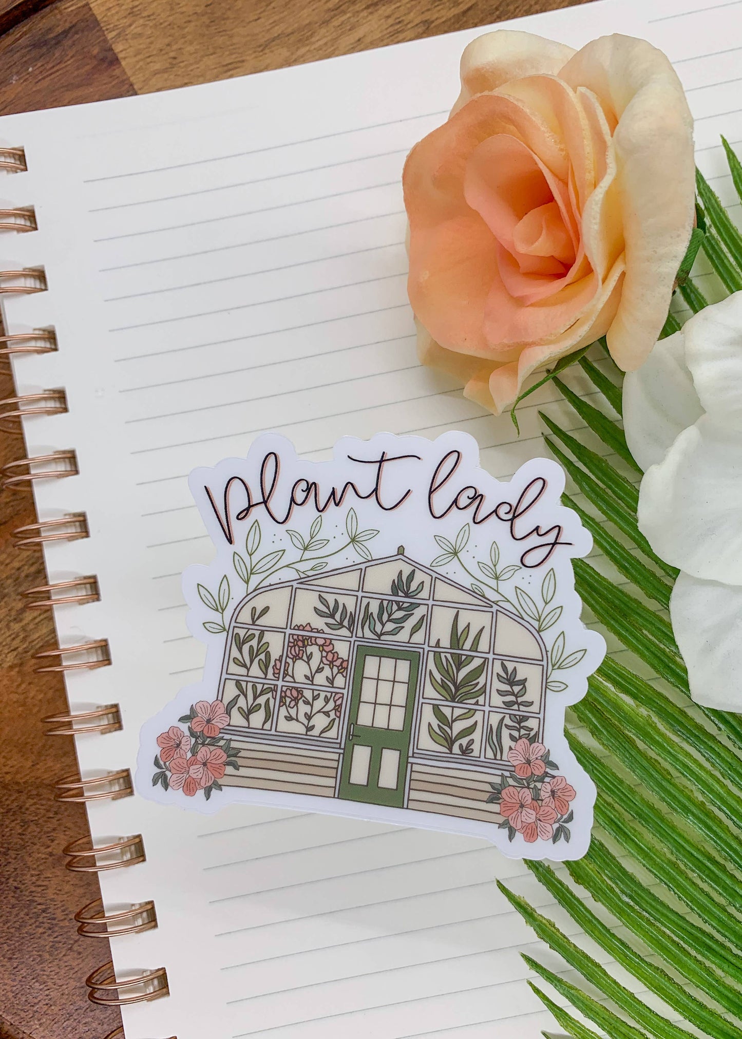 Plant Lady and Greenhouse Clear Vinyl Sticker