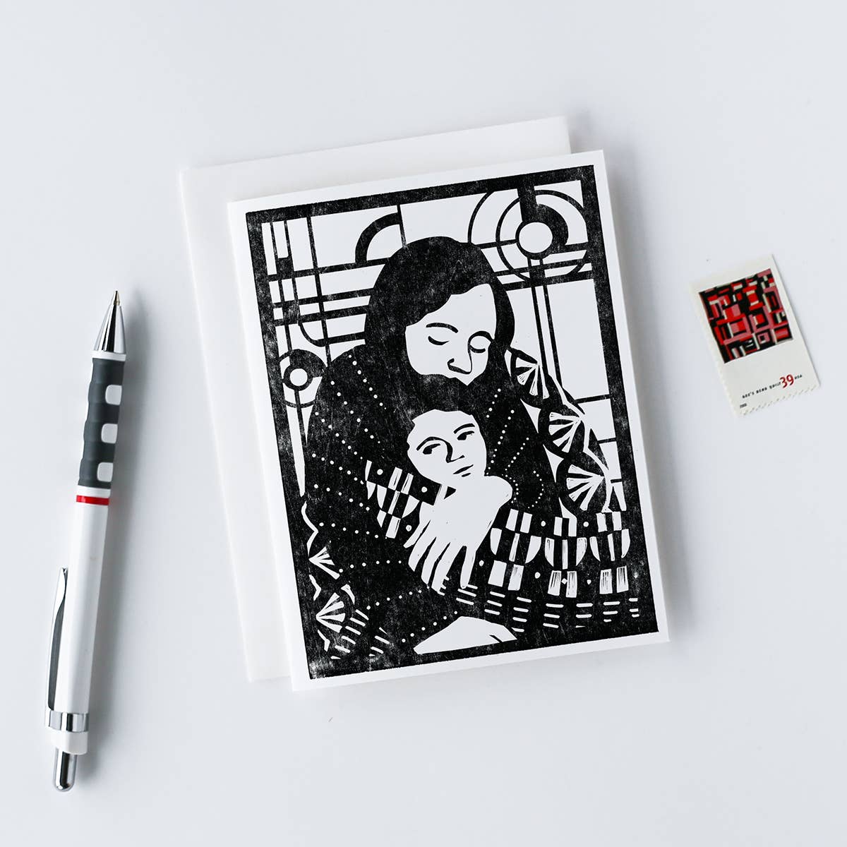 Mother and Child Art Deco Greeting Card