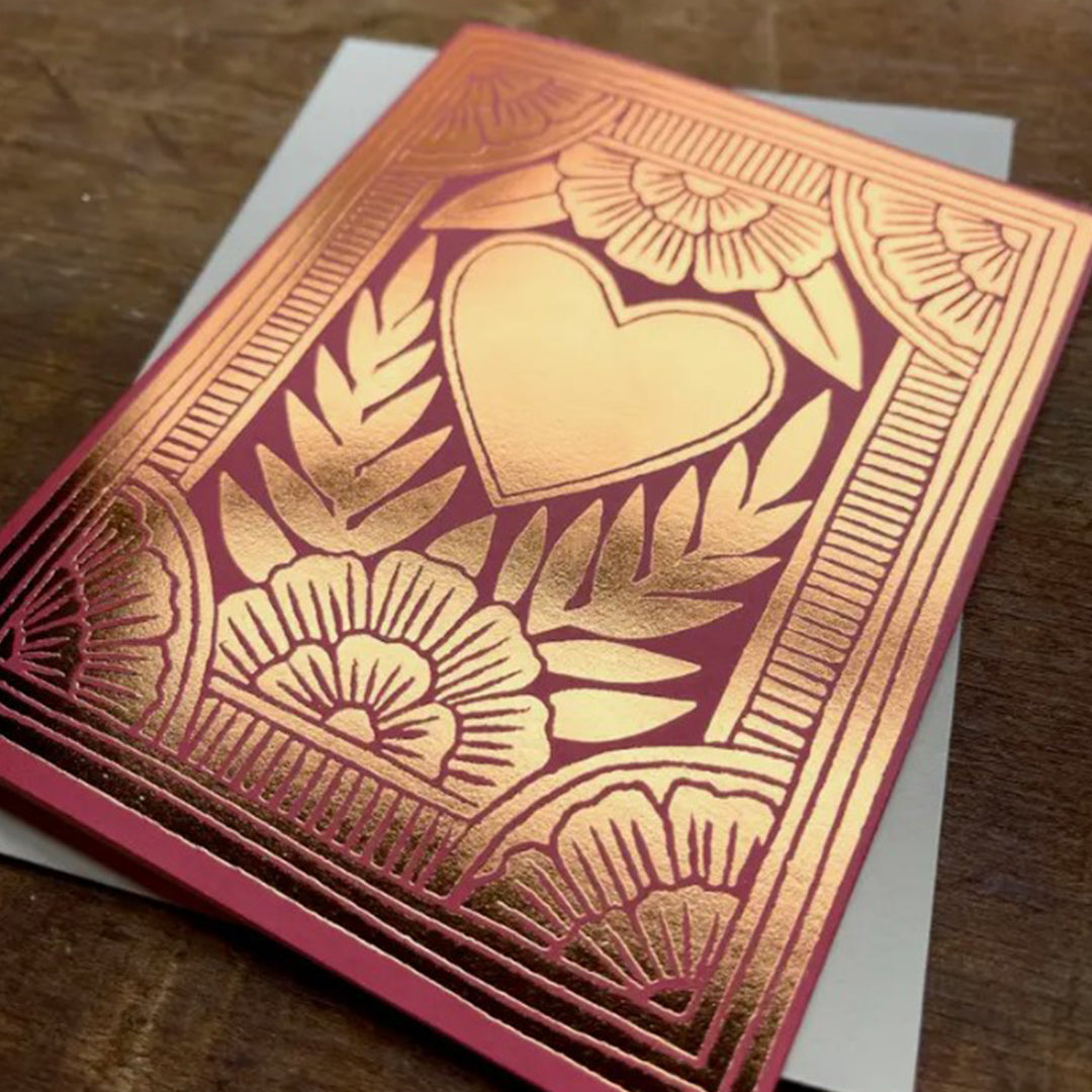 Floral Heart Foil Greeting Card