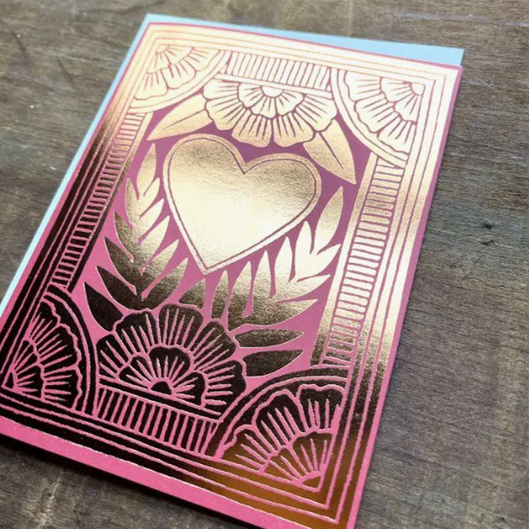 Floral Heart Foil Greeting Card