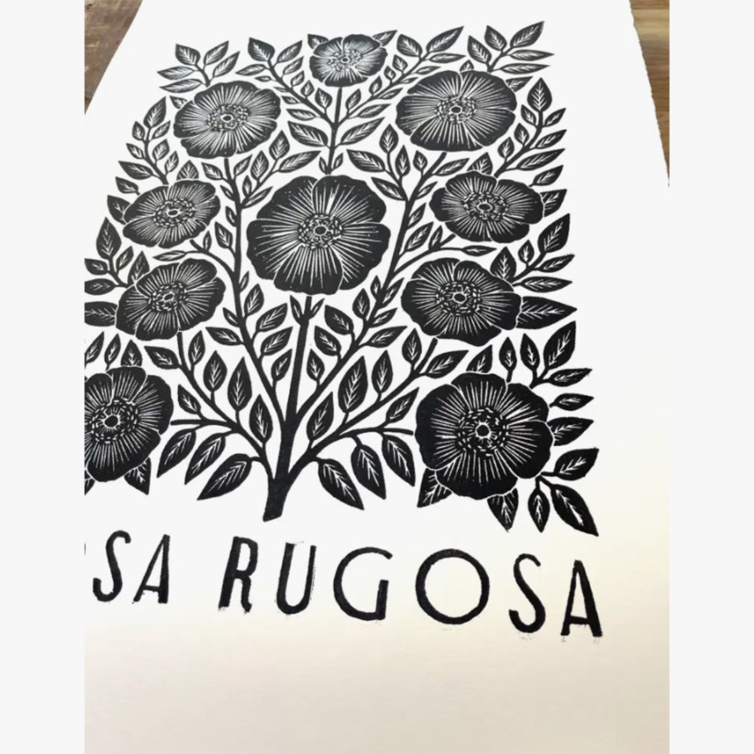 Rosa Rugosa Block Art Print