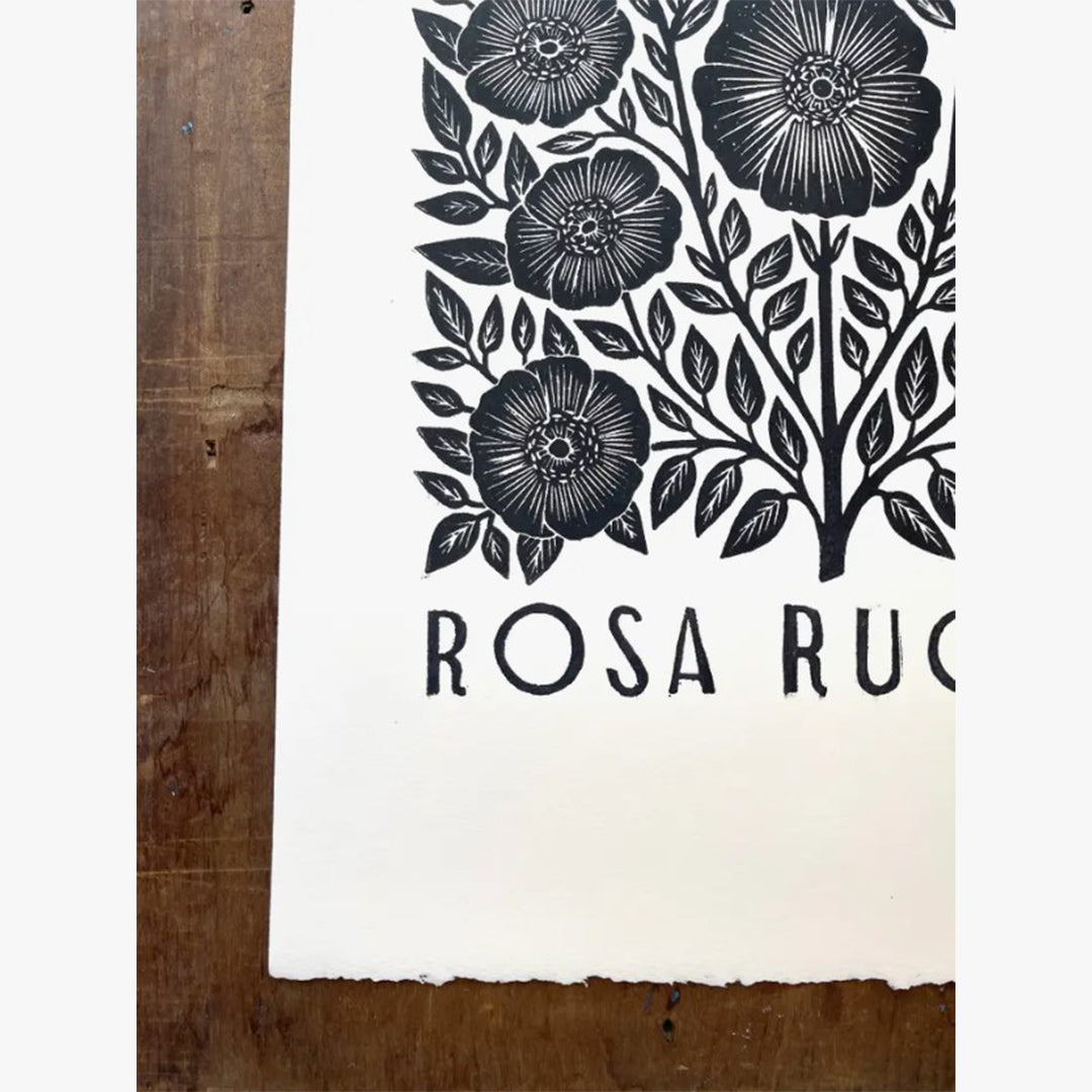 Rosa Rugosa Block Art Print
