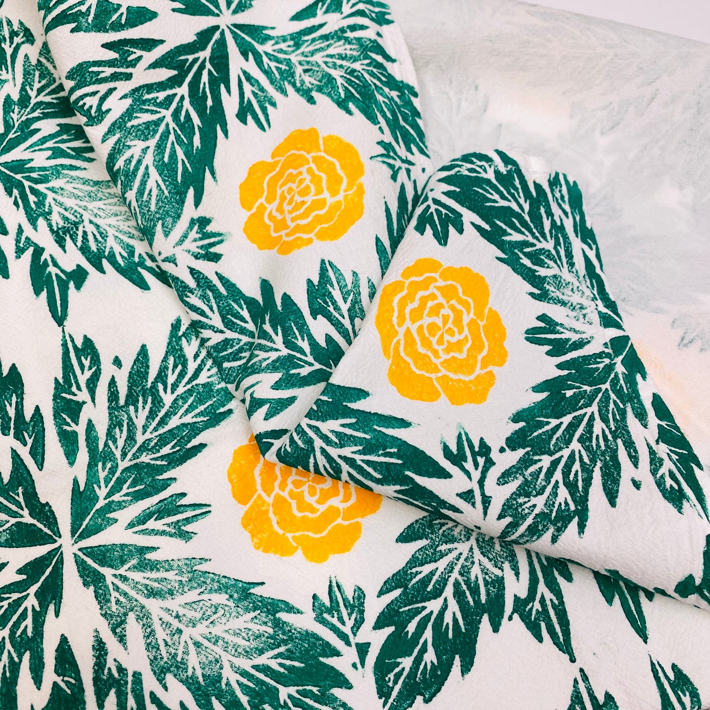 Marigold Flower Tea Towel