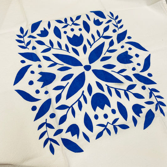 Blue Floral Small Kitchen Towel