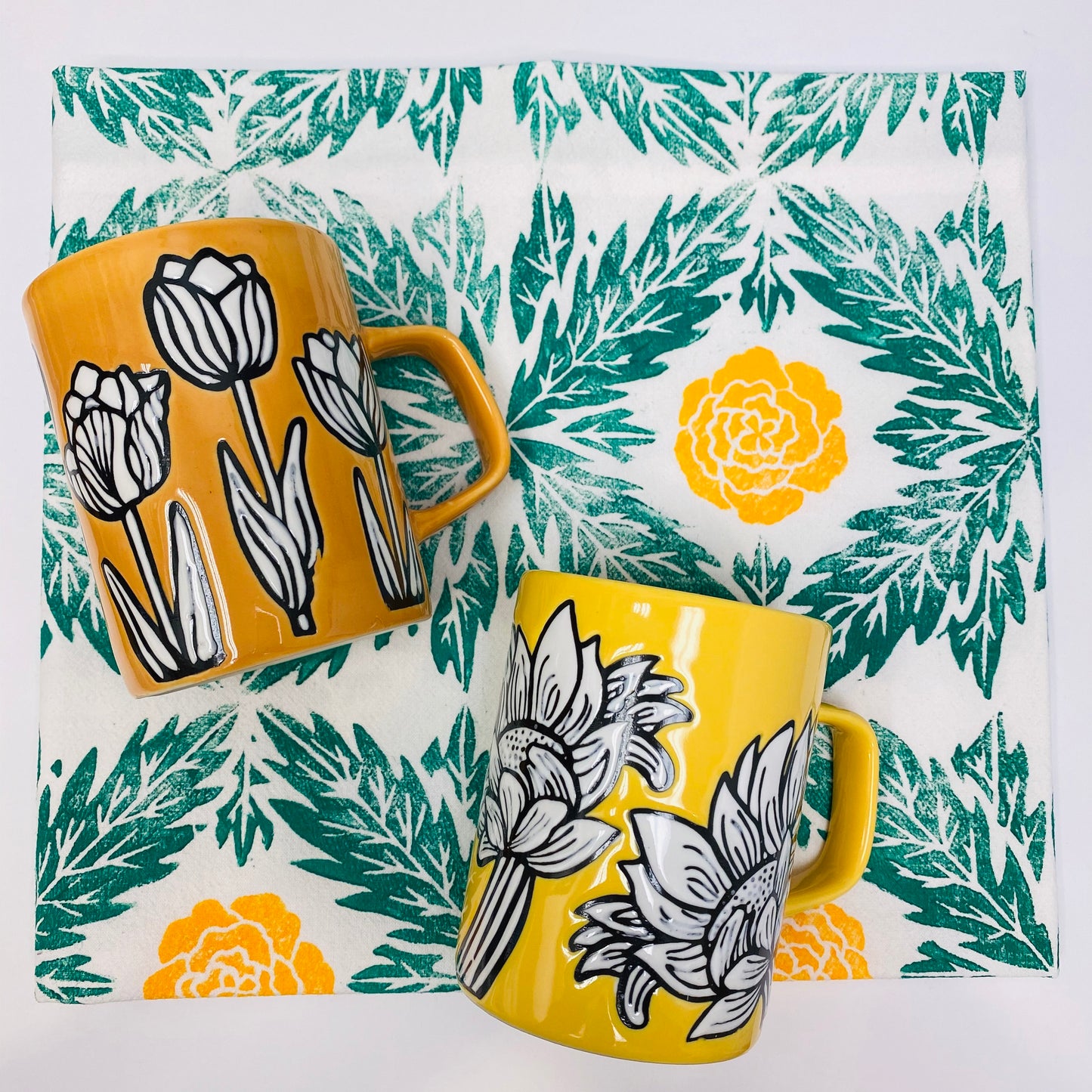 Marigold Flower Tea Towel