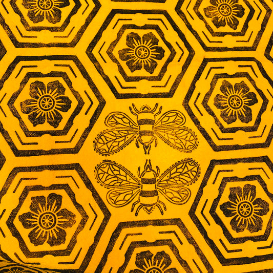 Honeycomb Hand Printed Cotton Kitchen Tea Towel 28" x 28"