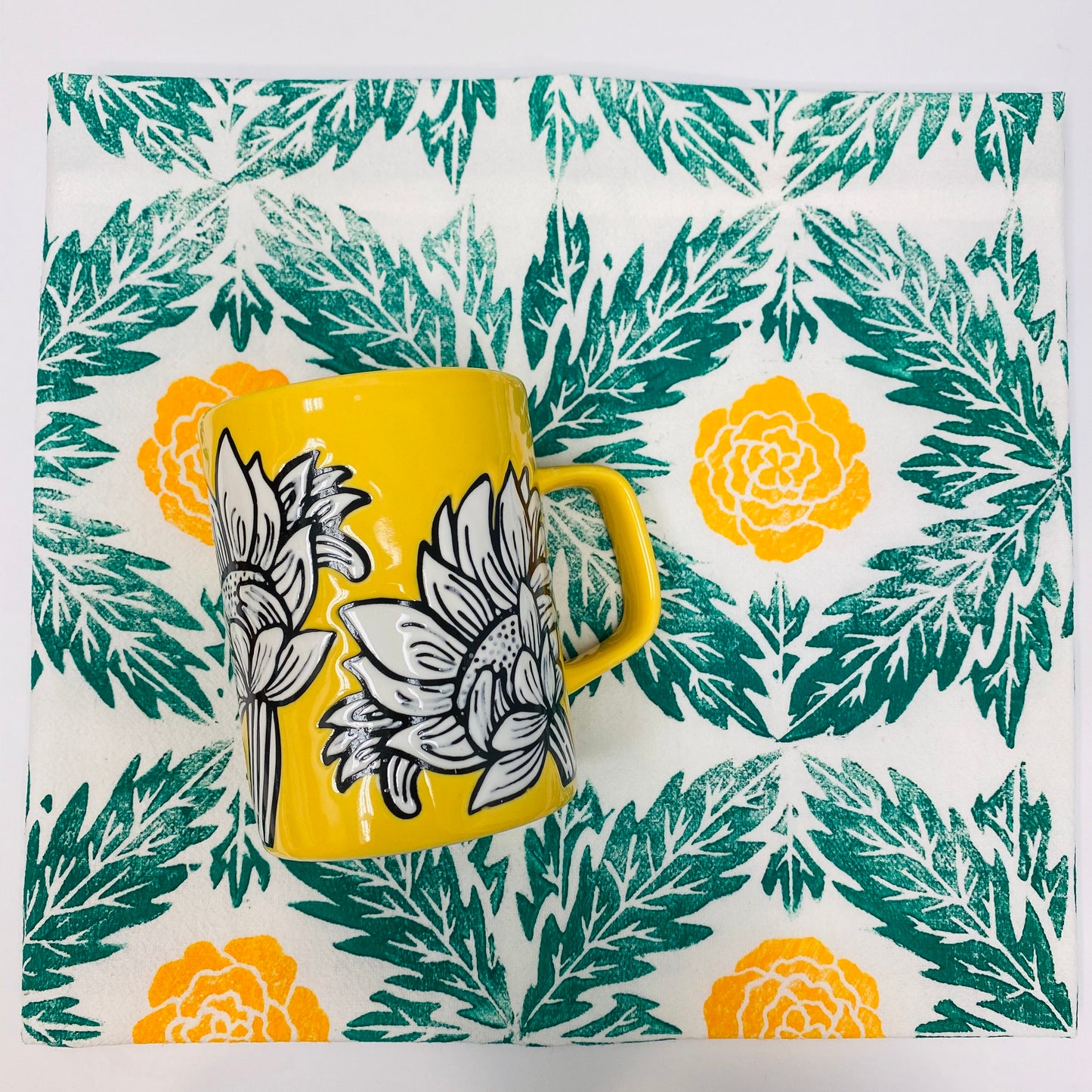 Marigold Flower Tea Towel